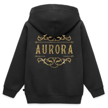 Aurora - Kinder Premium Organic Zip Hoodie - Schwarz - Hinten - AI Model Kid Male (0cm)