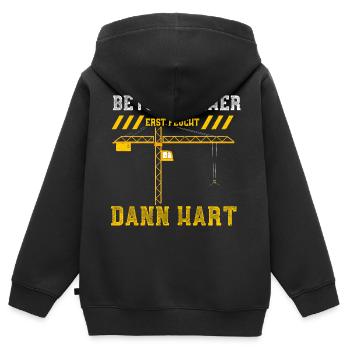 Betonmischer Erst Feucht Dann Hart - Kinder Premium Organic Zip Hoodie - Schwarz - Hinten - AI Model Kid Male (0cm)
