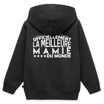mamie meilleure Mamie cadeau pour mamie !! - Sweat Premium à capuche zippé enfant bio - noir - Dos - AI Model Kid Male (0cm)