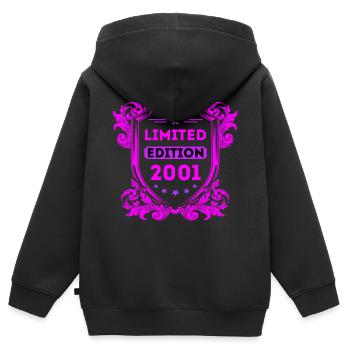 2001 - Kinder Premium Organic Zip Hoodie - Schwarz - Hinten - AI Model Kid Male (0cm)