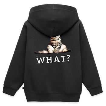 Cat – What? - Kids Premium Organic Zip-up Hoodie - black - Back - AI Model Kid Male (0cm)