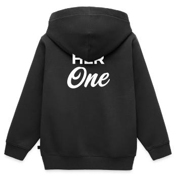 Ihr Eins - Kinder Premium Organic Zip Hoodie - Schwarz - Hinten - AI Model Kid Male (0cm)