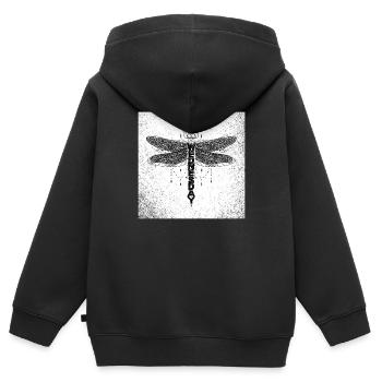 Mercredi libellule - Sweat Premium à capuche zippé enfant bio - noir - Dos - AI Model Kid Male (0cm)