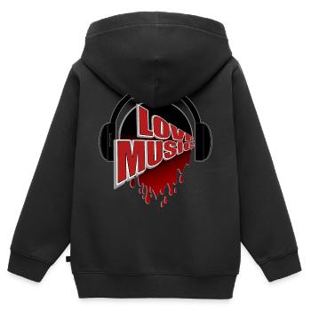 Liebe Musik Kopfhörer Herzblut - Kinder Premium Organic Zip Hoodie - Schwarz - Hinten - AI Model Kid Male (0cm)