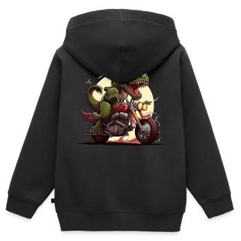 T-Rex on motorcycle - Kids Premium Organic Zip-up Hoodie - black - Back - AI Model Kid Male (0cm)