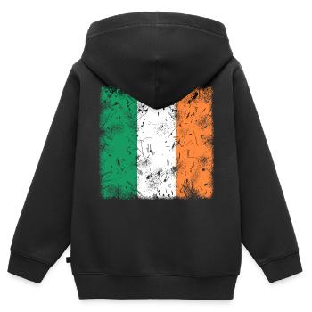 Irlande - Sweat Premium à capuche zippé enfant bio - noir - Dos - AI Model Kid Male (0cm)