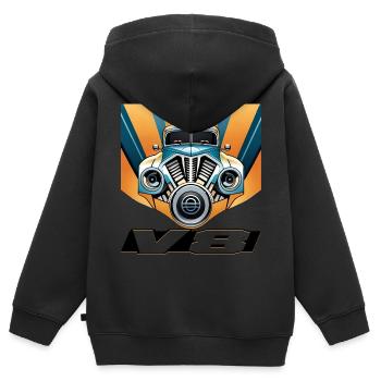 V8 - Kinder Premium Organic Zip Hoodie - Schwarz - Hinten - AI Model Kid Male (0cm)