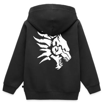 Die höllische Bestie (Weiß) - Kinder Premium Organic Zip Hoodie - Schwarz - Hinten - AI Model Kid Male (0cm)