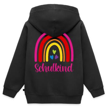 Schulkind Regenbogen Schulanfang Einschulung 2026 - Kinder Premium Organic Zip Hoodie - Schwarz - Hinten - AI Model Kid Male (0cm)