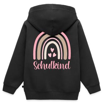 Schulkind Regenbogen Schulanfang Einschulung 2026 - Kinder Premium Organic Zip Hoodie - Schwarz - Hinten - AI Model Kid Male (0cm)