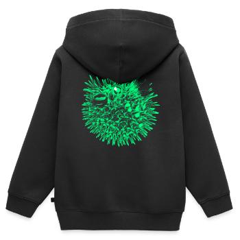 Poisson-globe (néon) - Sweat Premium à capuche zippé enfant bio - noir - Dos - AI Model Kid Male (0cm)