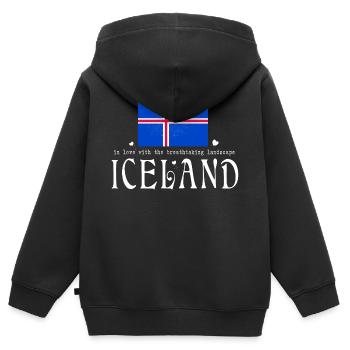 Islande - Sweat Premium à capuche zippé enfant bio - noir - Dos - AI Model Kid Male (0cm)