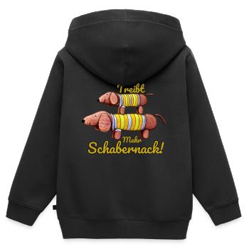 Dackel Dagobert - Treibt mehr Schabernack! - Kinder Premium Organic Zip Hoodie - Schwarz - Hinten - AI Model Kid Male (0cm)