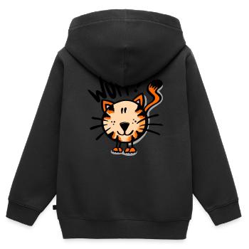 Katze Wuff - Kinder Premium Organic Zip Hoodie - Schwarz - Hinten - AI Model Kid Male (0cm)