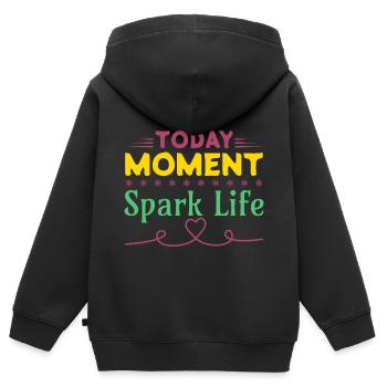 Today Moment, Spark Life - Kids Premium Organic Zip-up Hoodie - black - Back - AI Model Kid Male (0cm)