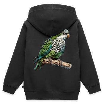 Quäker Papagei Mönch Sittich - Kinder Premium Organic Zip Hoodie - Schwarz - Hinten - AI Model Kid Male (0cm)
