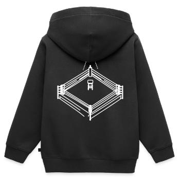 Dessin de ring de boxe - Sweat Premium à capuche zippé enfant bio - noir - Dos - AI Model Kid Male (0cm)