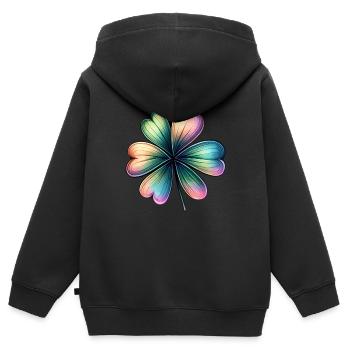 Saint Patrick's Colorful Shiny Shamrock - Kids Premium Organic Zip-up Hoodie - black - Back - AI Model Kid Male (0cm)