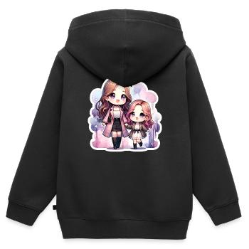 Mutter und Tochter mit passenden Outfits - Kinder Premium Organic Zip Hoodie - Schwarz - Hinten - AI Model Kid Male (0cm)