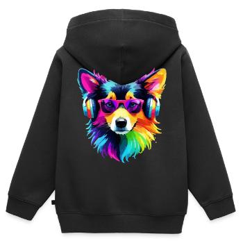 Collie Rainbow Dog Colorful Cool Cute - Kids Premium Organic Zip-up Hoodie - black - Back - AI Model Kid Male (0cm)