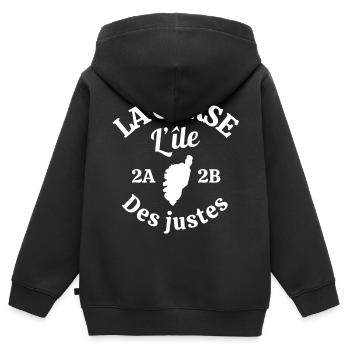 Korsika, Insel der Schönheit, ich liebe Korsika - Kinder Premium Organic Zip Hoodie - Schwarz - Hinten - AI Model Kid Male (0cm)