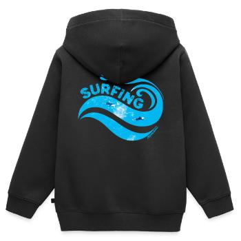 Surf - Sweat Premium à capuche zippé enfant bio - noir - Dos - AI Model Kid Male (0cm)