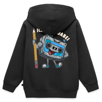 Kassette ich war dabei Bleistift Bandsalat 80er - Kinder Premium Organic Zip Hoodie - Schwarz - Hinten - AI Model Kid Male (0cm)