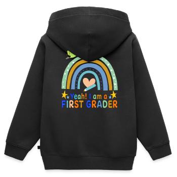 School First Grader - Kinder Premium Organic Zip Hoodie - Schwarz - Hinten - AI Model Kid Male (0cm)