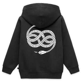 Unendliche weiße Schlangen - Kinder Premium Organic Zip Hoodie - Schwarz - Hinten - AI Model Kid Male (0cm)