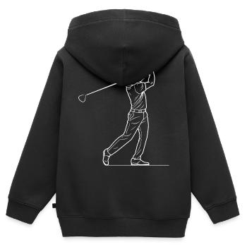 Golfspieler Skizze - Kinder Premium Organic Zip Hoodie - Schwarz - Hinten - AI Model Kid Male (0cm)
