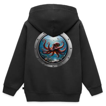 Octopus Animal - Kids Premium Organic Zip-up Hoodie - black - Back - AI Model Kid Male (0cm)