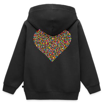 Konfetti Herz - Kinder Premium Organic Zip Hoodie - Schwarz - Hinten - AI Model Kid Male (0cm)
