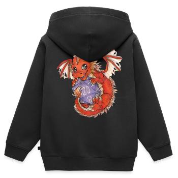 Drache Dragon mit D20 Würfel Dice Rollplay game - Kinder Premium Organic Zip Hoodie - Schwarz - Hinten - AI Model Kid Male (0cm)
