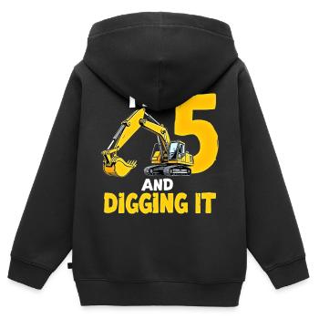I`m 5 and Digging it Geschenk zum 5. Geburtstag - Kinder Premium Organic Zip Hoodie - Schwarz - Hinten - AI Model Kid Male (0cm)