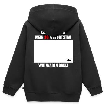 Unterschriften zum 30. Geburtstag - Gästebuch - Kinder Premium Organic Zip Hoodie - Schwarz - Hinten - AI Model Kid Male (0cm)