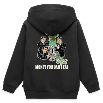 Humorvolle Finanzwelt  - Kinder Premium Organic Zip Hoodie - Schwarz - Hinten - AI Model Kid Male (0cm)