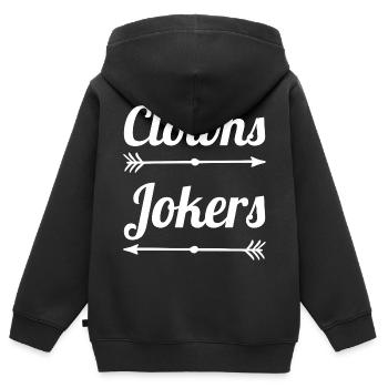 Clowns and Jokers Design – Fools & Jokers - Sweat Premium à capuche zippé enfant bio - noir - Dos - AI Model Kid Male (0cm)