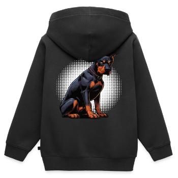 Doberman Doberman Propriétaire Doberman Lovers - Sweat Premium à capuche zippé enfant bio - noir - Dos - AI Model Kid Male (0cm)