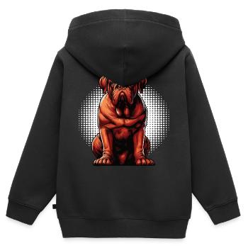 Mastiff de Bordeaux Propriétaire du Mastiff de Bordeaux - Sweat Premium à capuche zippé enfant bio - noir - Dos - AI Model Kid Male (0cm)