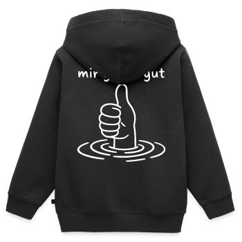 Mir geht's gut - Daumen hoch - Thumbs up  - Kinder Premium Organic Zip Hoodie - Schwarz - Hinten - AI Model Kid Male (0cm)