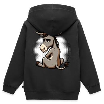 Esel Eselchen Eselhalter Muli Langohresel Muli - Kinder Premium Organic Zip Hoodie - Schwarz - Hinten - AI Model Kid Male (0cm)