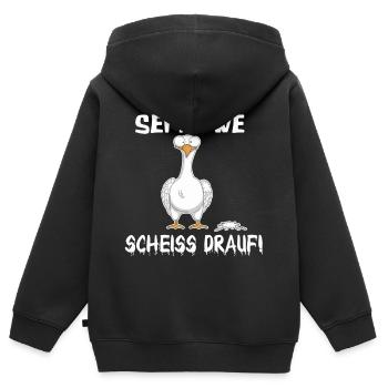 Sei Möwe, scheiß drauf – Lustiges Shirt - Kinder Premium Organic Zip Hoodie - Schwarz - Hinten - AI Model Kid Male (0cm)