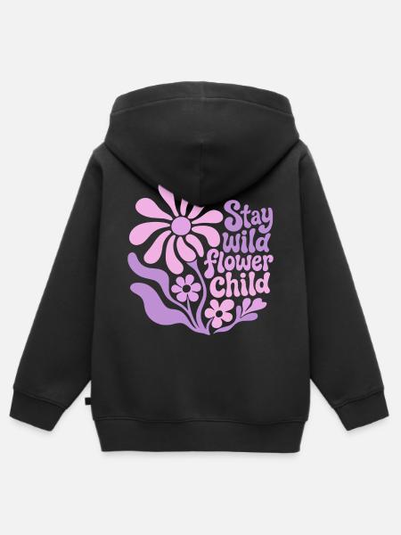 Stay wild flower child - Kinder Premium Organic Zip Hoodie - Schwarz