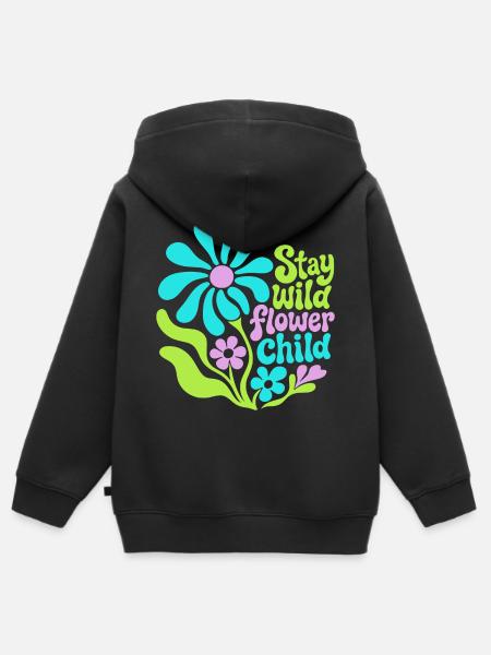 Stay wild flower child - Kinder Premium Organic Zip Hoodie - Schwarz