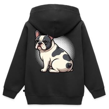 Französische Bulldogge Frenchie Frenchiehalter - Kinder Premium Organic Zip Hoodie - Schwarz - Hinten - AI Model Kid Male (0cm)