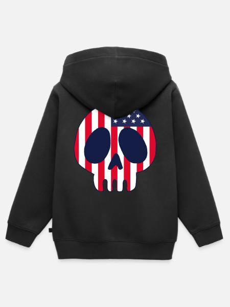 Amerikanischer Schädel - Kinder Premium Organic Zip Hoodie - Schwarz