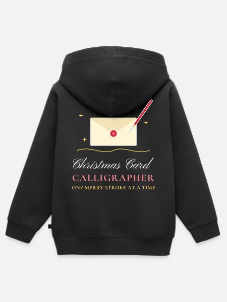Weihnachtskarten-Kalligraph Handschrift - Kinder Premium Organic Zip Hoodie - Schwarz