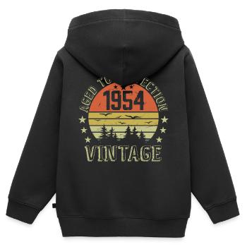 1954 Jahrgang Jahrgang Jahrgang 1954 1954 Geburtstagsgeschenk - Kinder Premium Organic Zip Hoodie - Schwarz - Hinten - AI Model Kid Male (0cm)