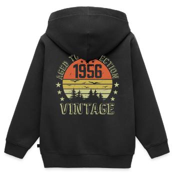 1956 Jahrgang Jahrgang Jahrgang 1956 Geburtstagsgeschenk 1956 - Kinder Premium Organic Zip Hoodie - Schwarz - Hinten - AI Model Kid Male (0cm)