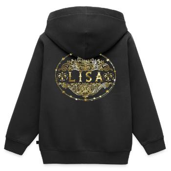 Lisa - Kinder Premium Organic Zip Hoodie - Schwarz - Hinten - AI Model Kid Male (0cm)